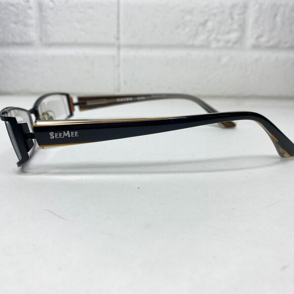 SEEMEE SM226 Full Rim Rectangular Metal Eyeglasses‎ Frames Black 53-19 H2656 main image 7